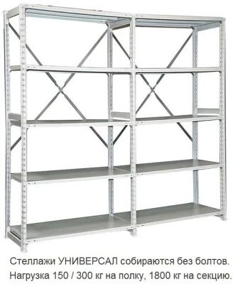 Стеллаж металлический ТСУ 5.7.2.5-150